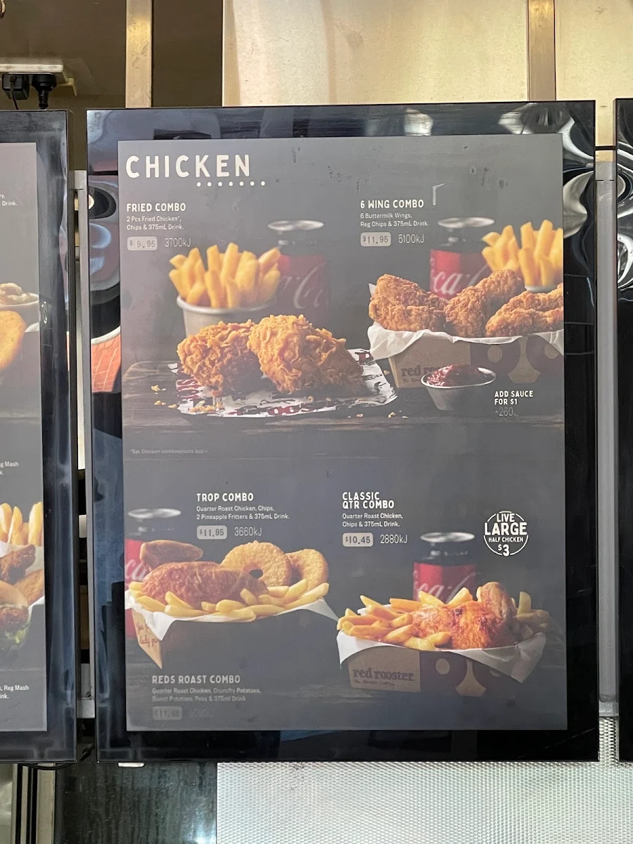 Menu, Red Rooster Wynnum