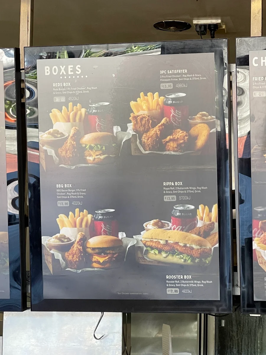 Menu, Red Rooster Wynnum