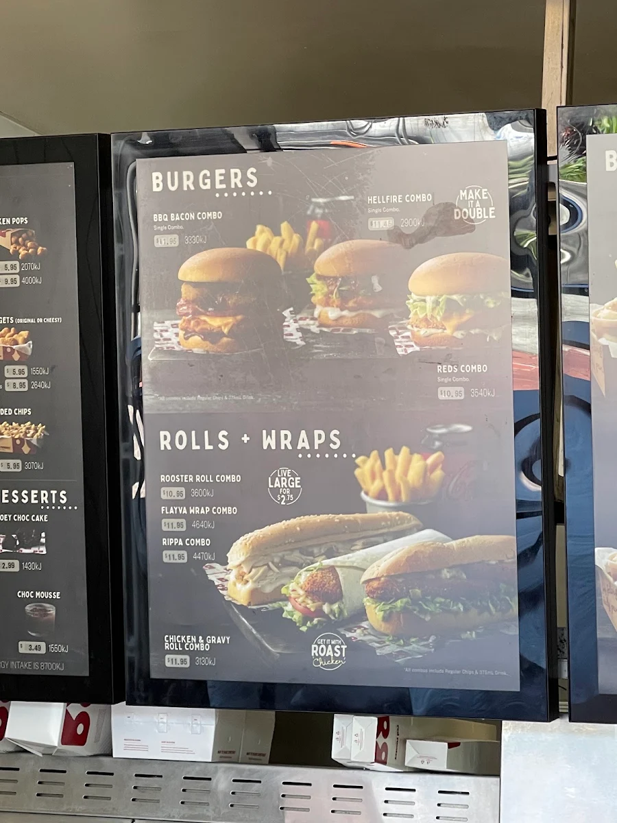 Menu, Red Rooster Wynnum