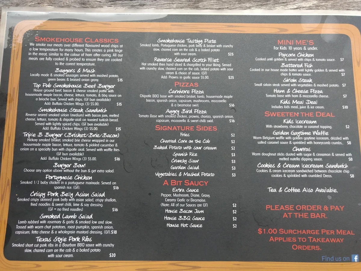 Menu, West Kempsey Hotel