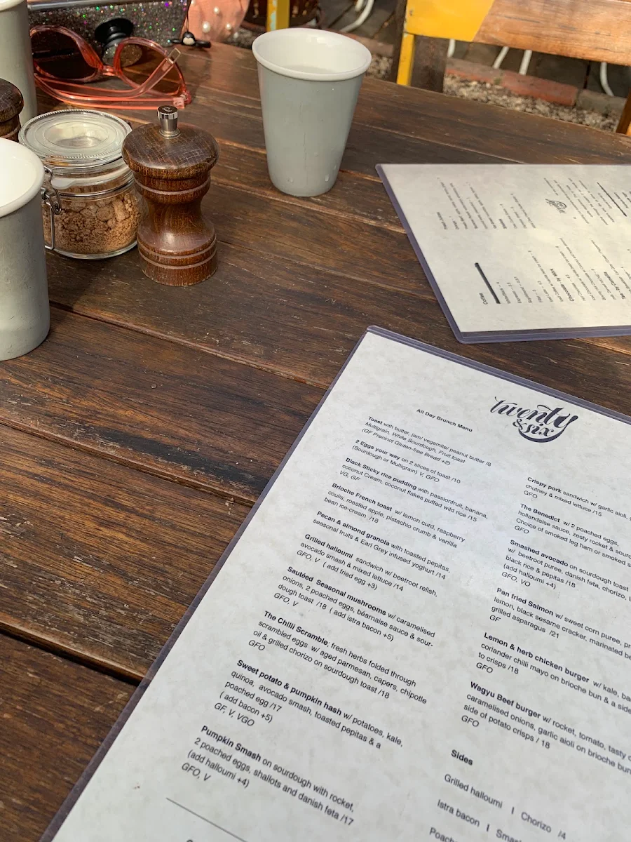Menu, Twenty & Six Espresso