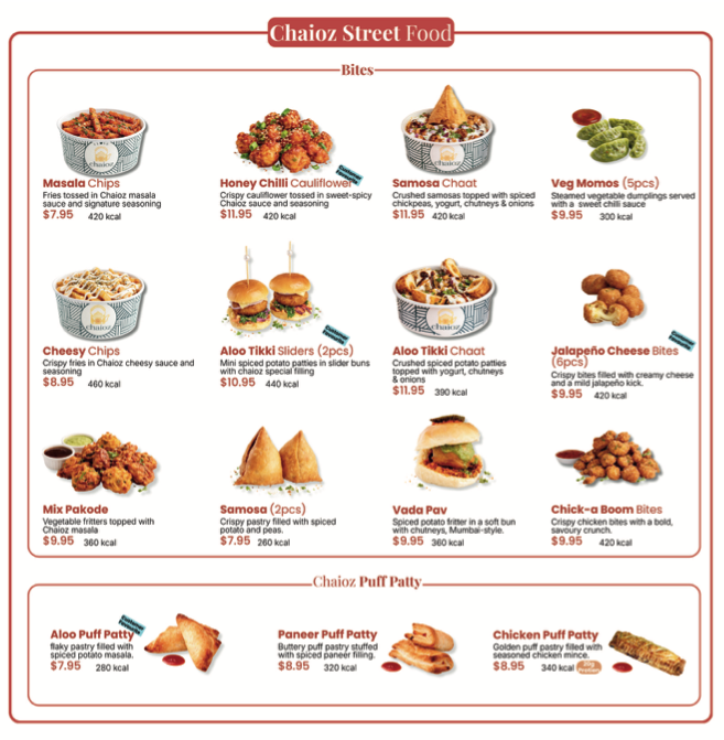 Menu, Chaioz