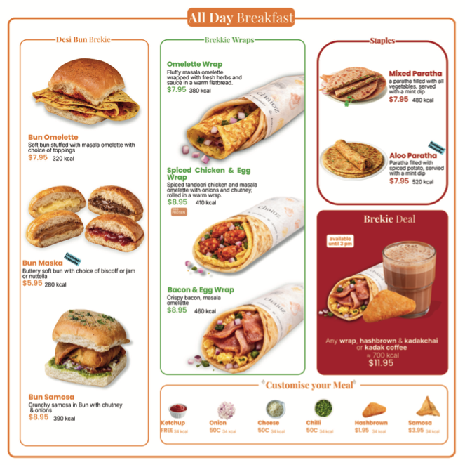 Menu, Chaioz
