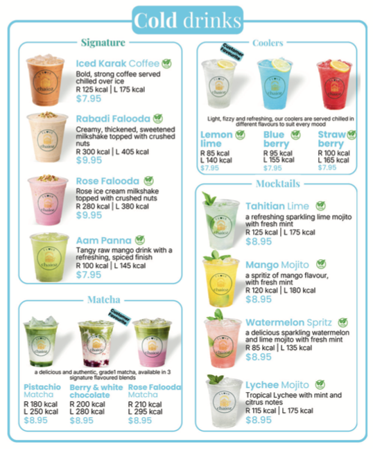 Menu, Chaioz