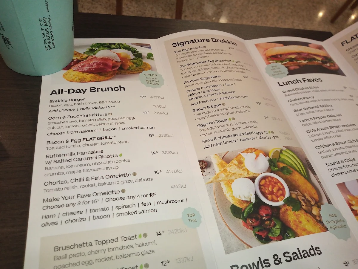 Menu, The Coffee Club Café - Kawana Waters