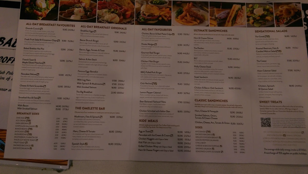 Menu, The Coffee Club Café - Kawana Waters