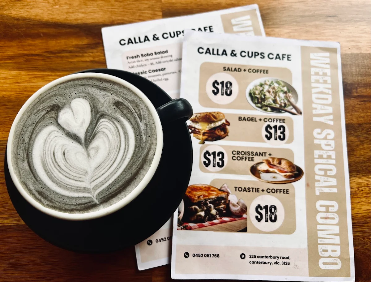 Menu, Calla and Cups Cafe