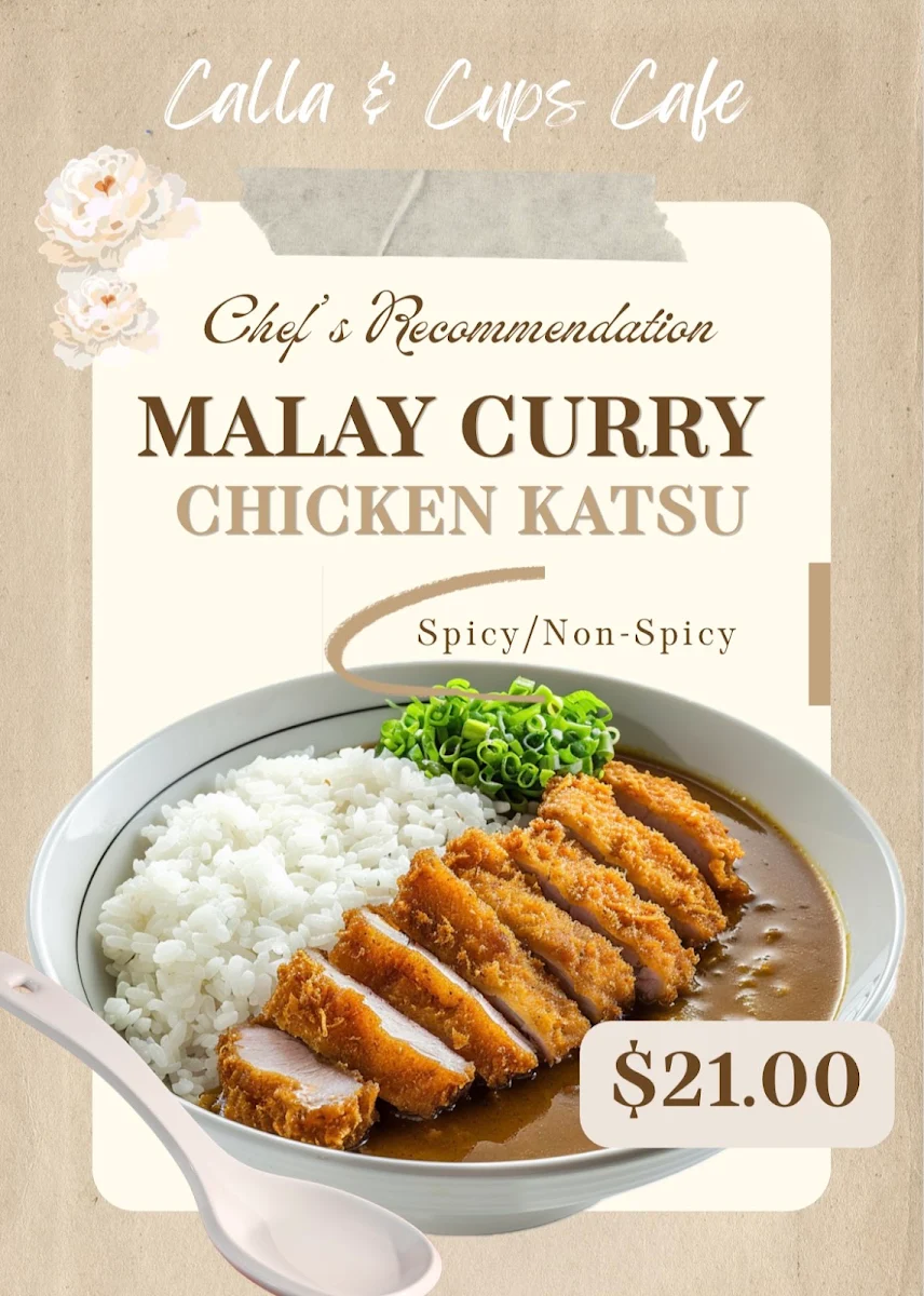 Menu, Calla and Cups Cafe