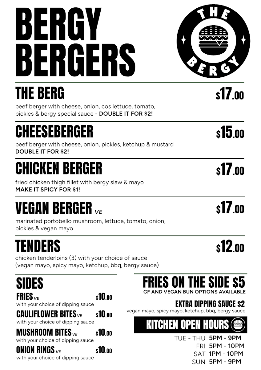 Menu, The Bergy Seltzer