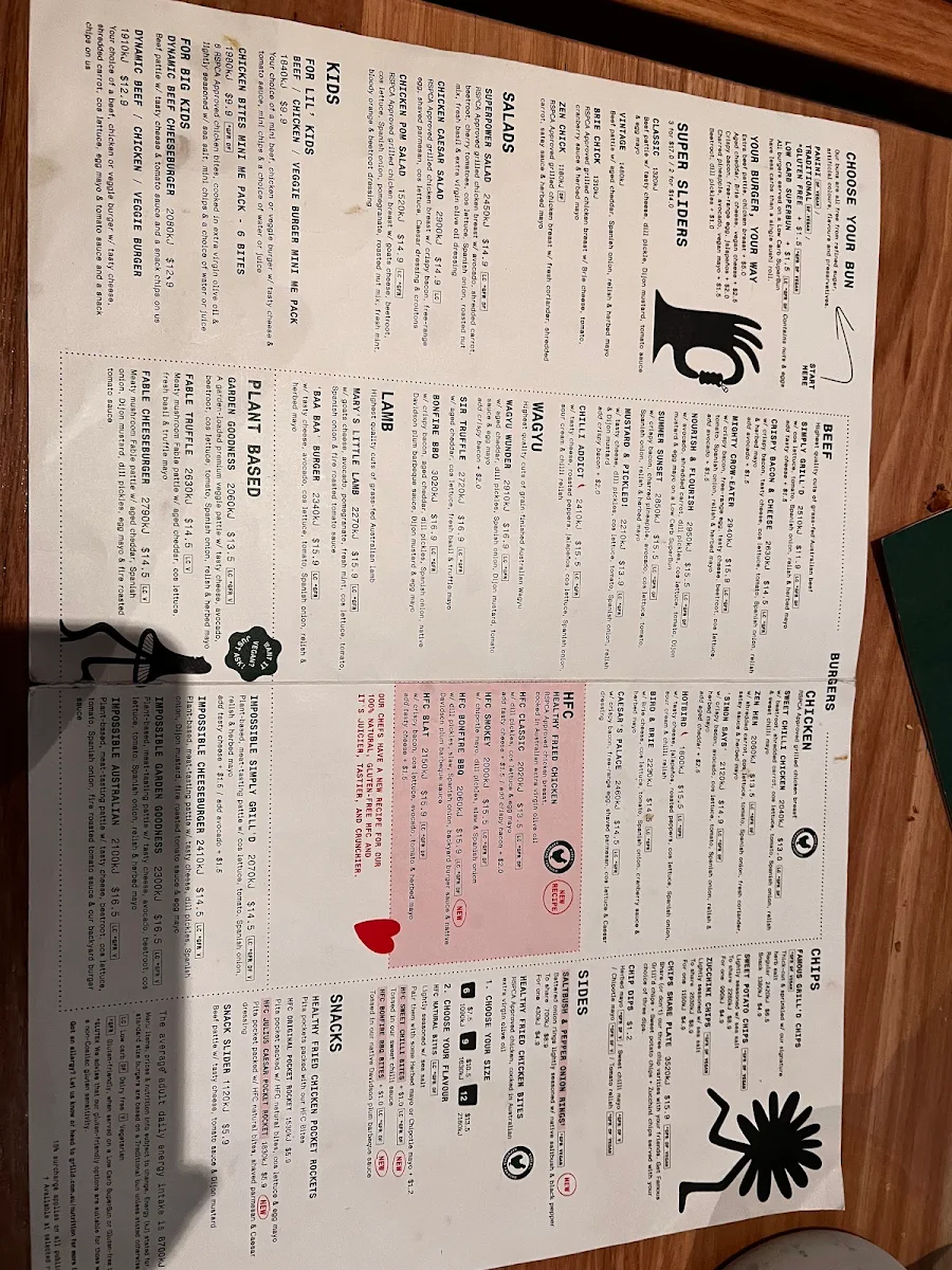 Menu, Grill'd Burgers - Unley