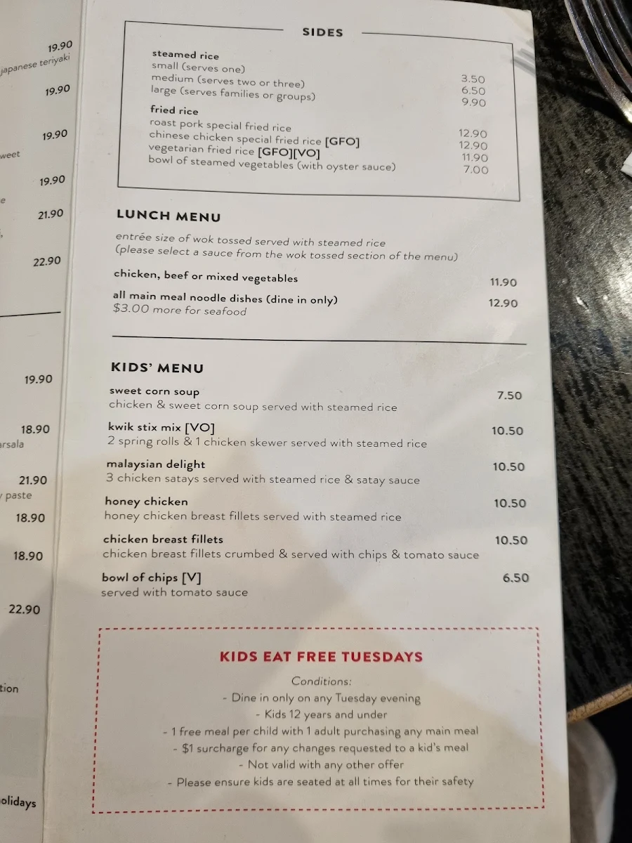 Menu, Kwik Stix