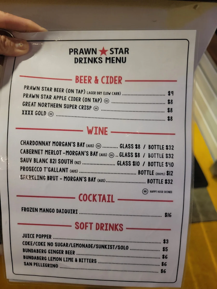 Menu, Prawn Star