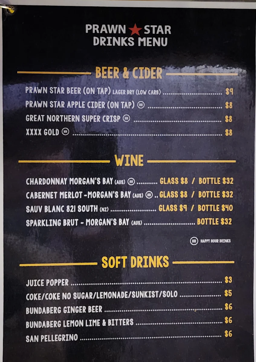 Menu, Prawn Star