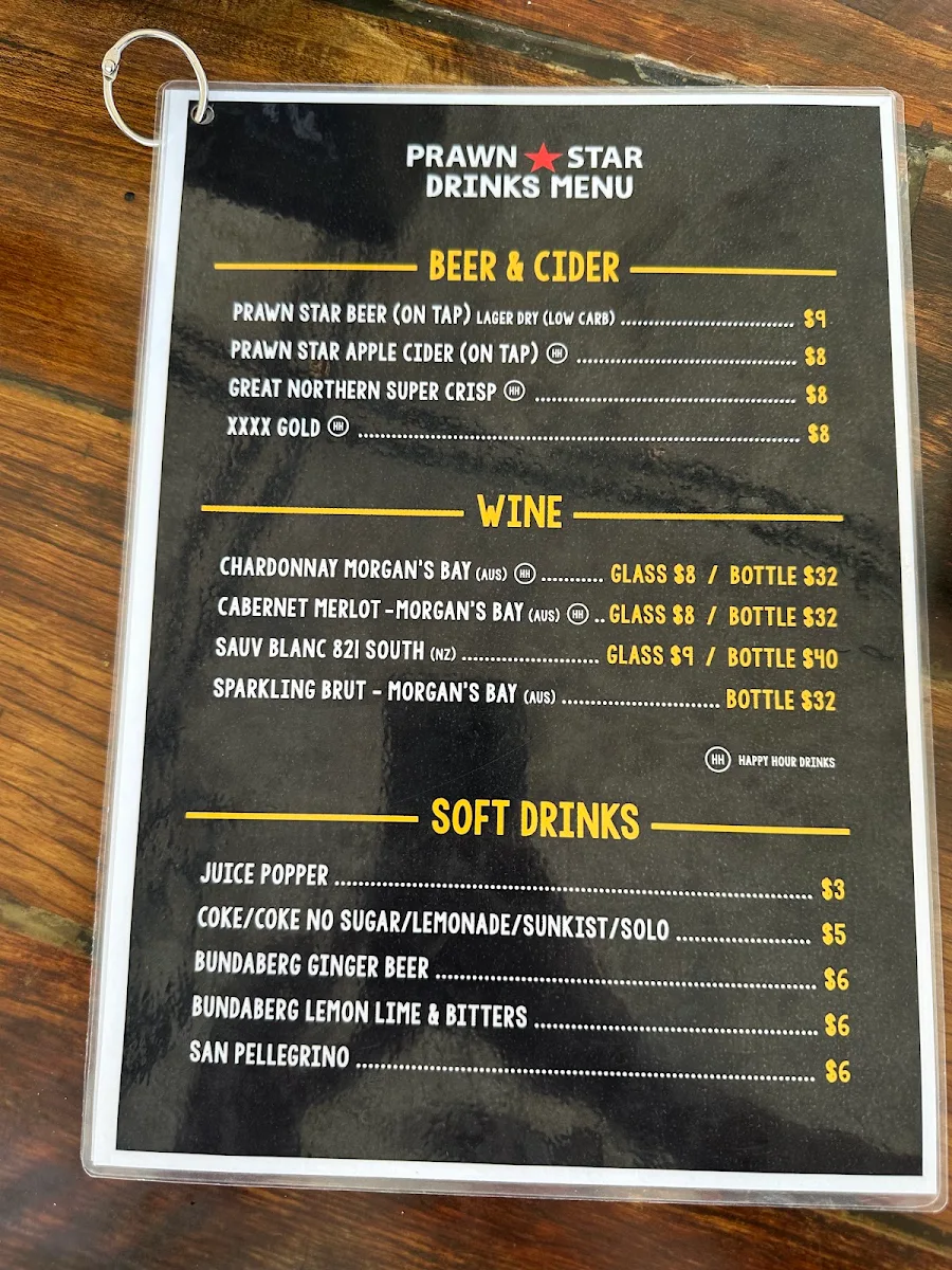 Menu, Prawn Star