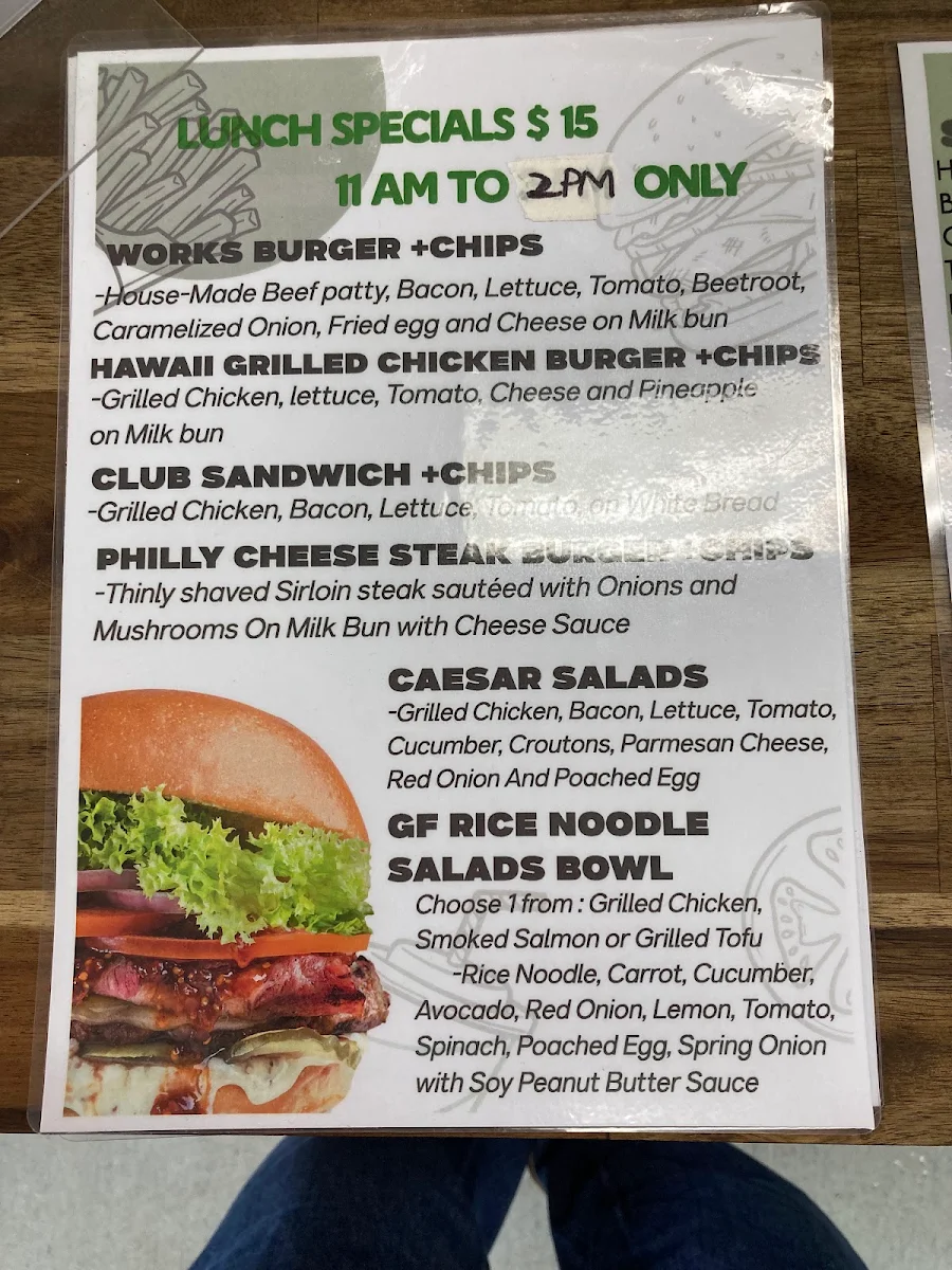 Menu, Green Island Cafe Lismore