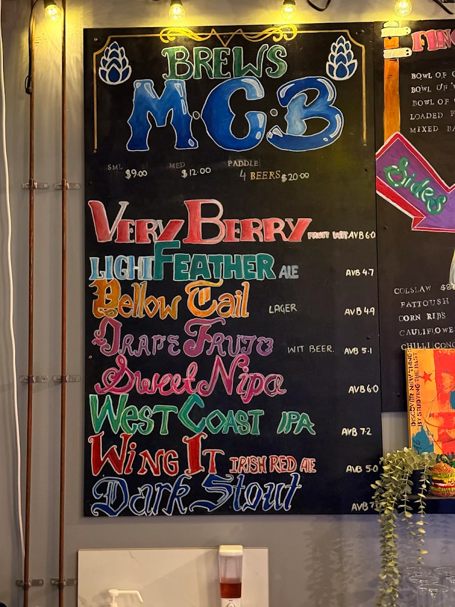 Menu, Mount Gambier Brewery