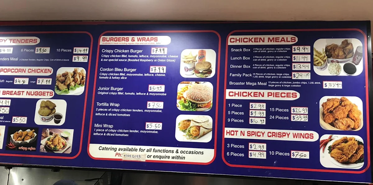 Menu, Broaster Chicken Lakemba