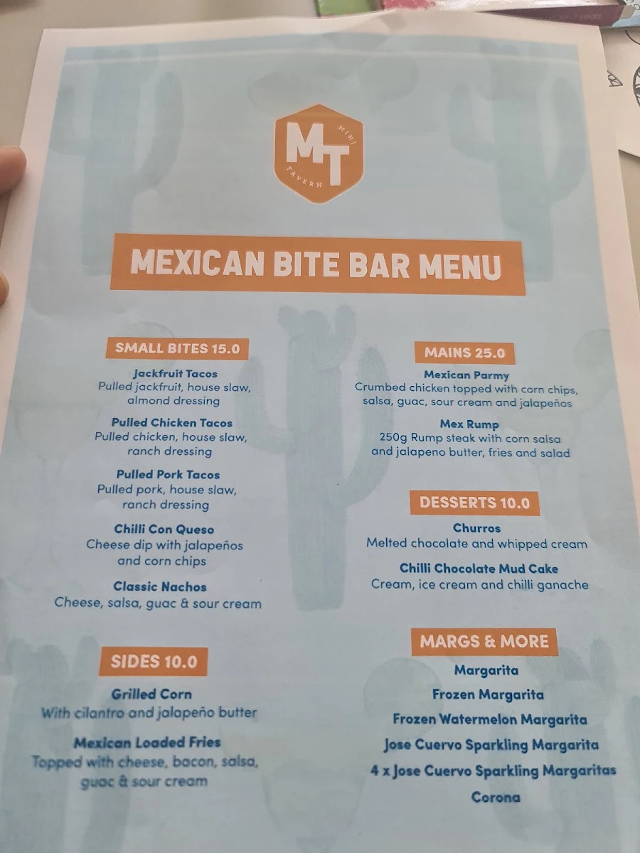 Menu, Mihi Tavern