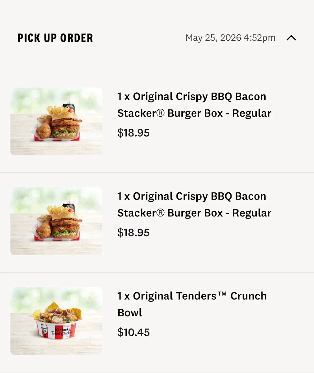 Menu, KFC Baulkham Hills