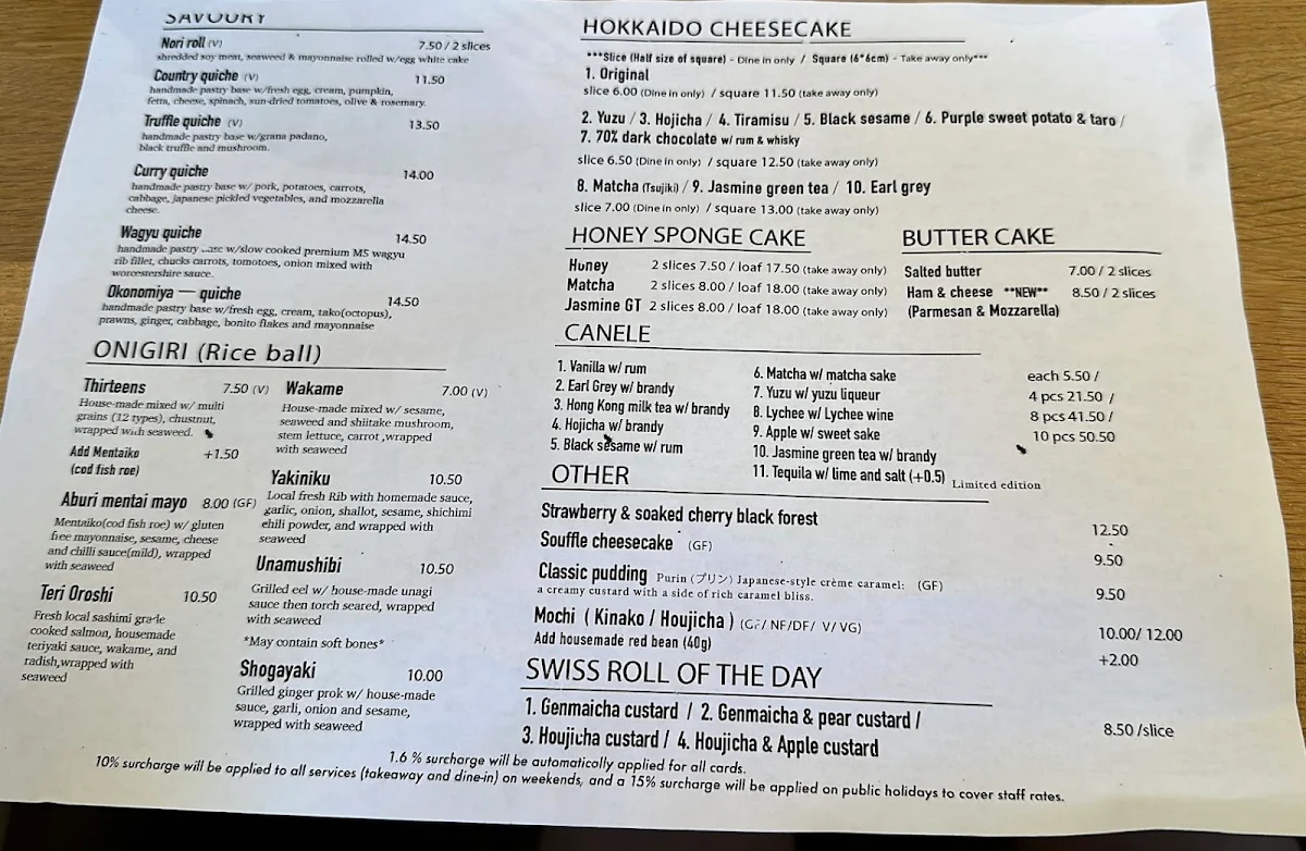 Menu, Mountain River Patisserie