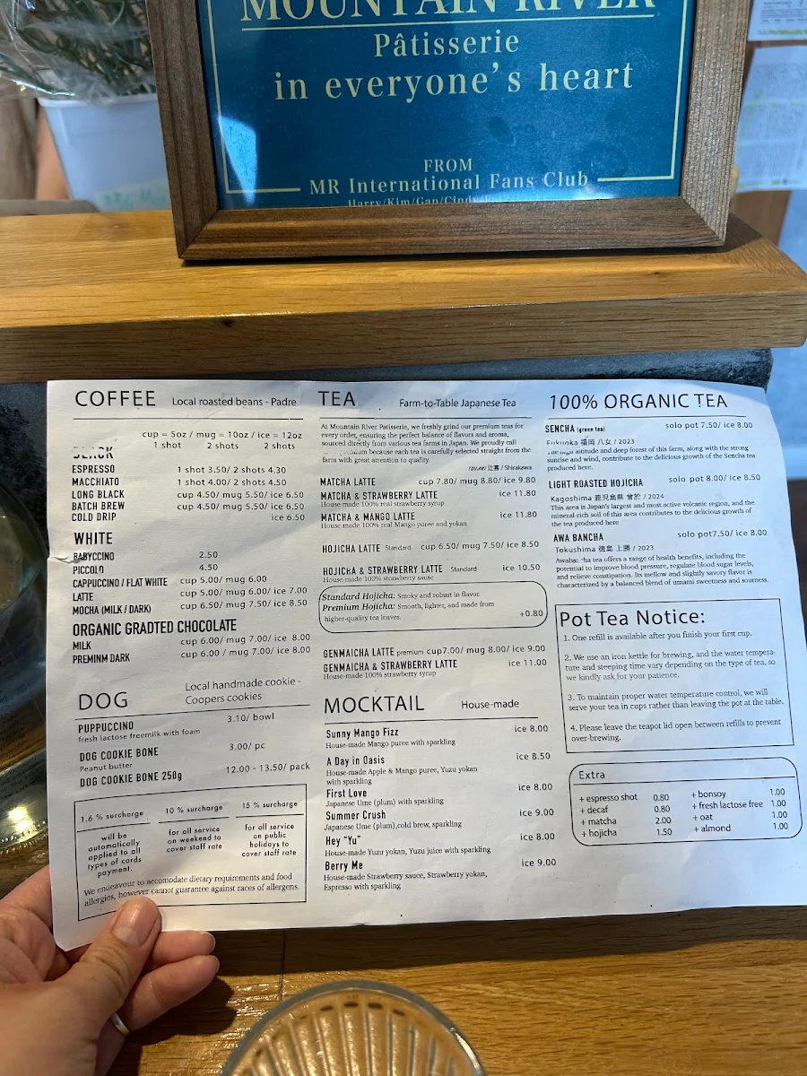 Menu, Mountain River Patisserie