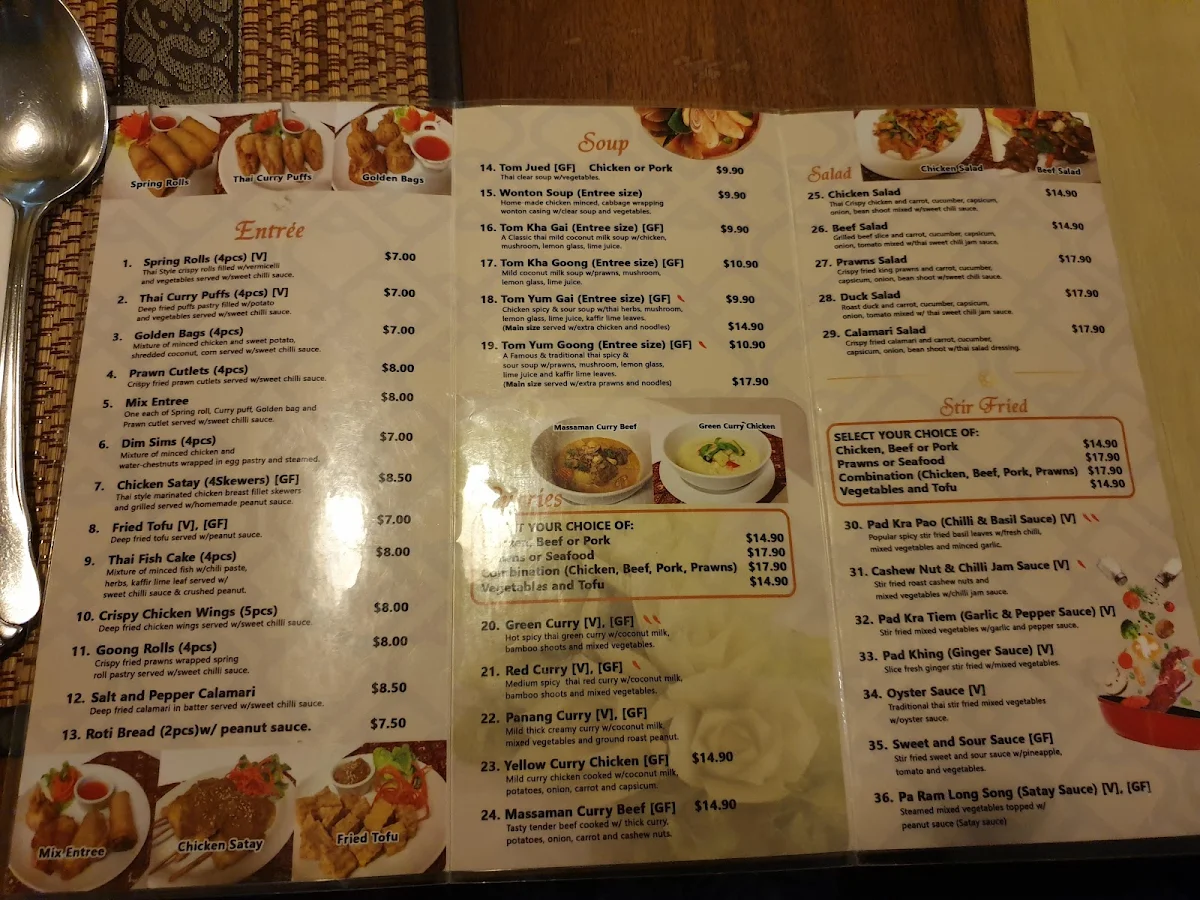 Menu, Yummy Thai Merimbula
