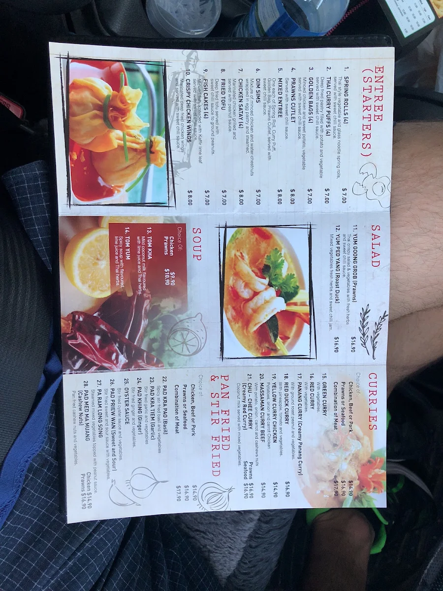 Menu, Yummy Thai Merimbula