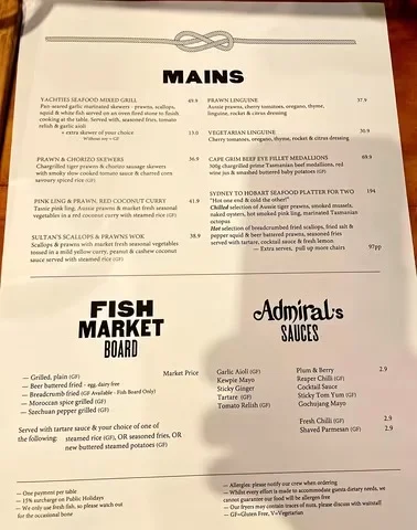 Menu, Drunken Admiral
