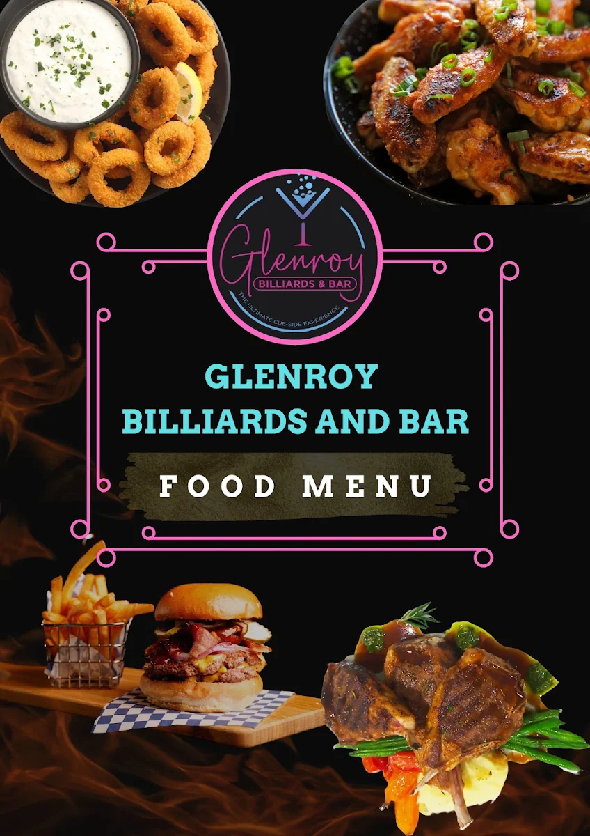 Menu, Glenroy Billiards & Bar