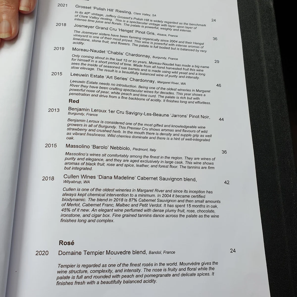 Menu, Embassy XO Restaurant and Bar