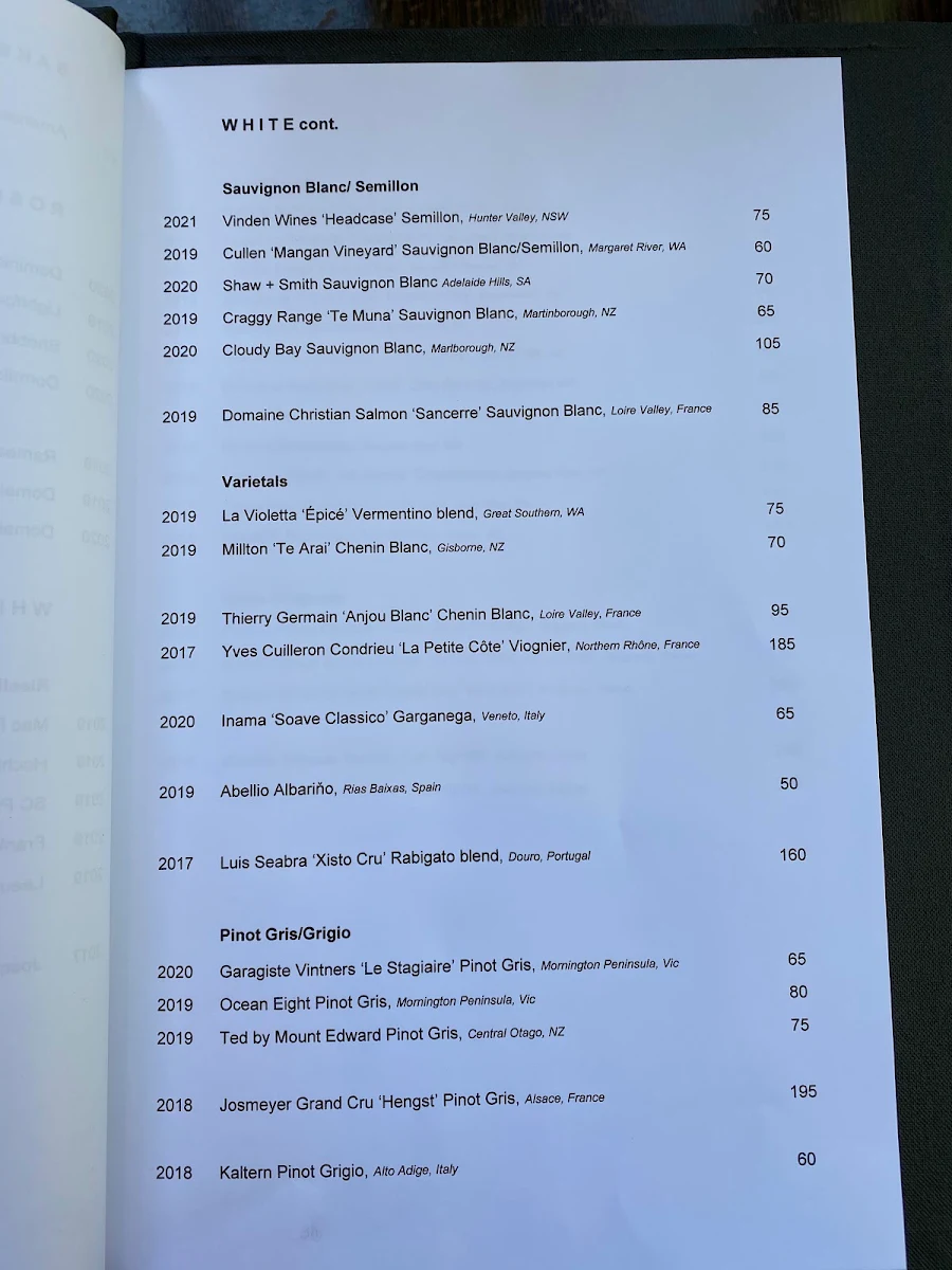 Menu, Embassy XO Restaurant and Bar