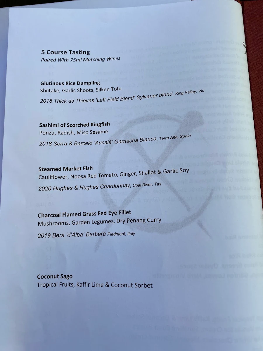 Menu, Embassy XO Restaurant and Bar