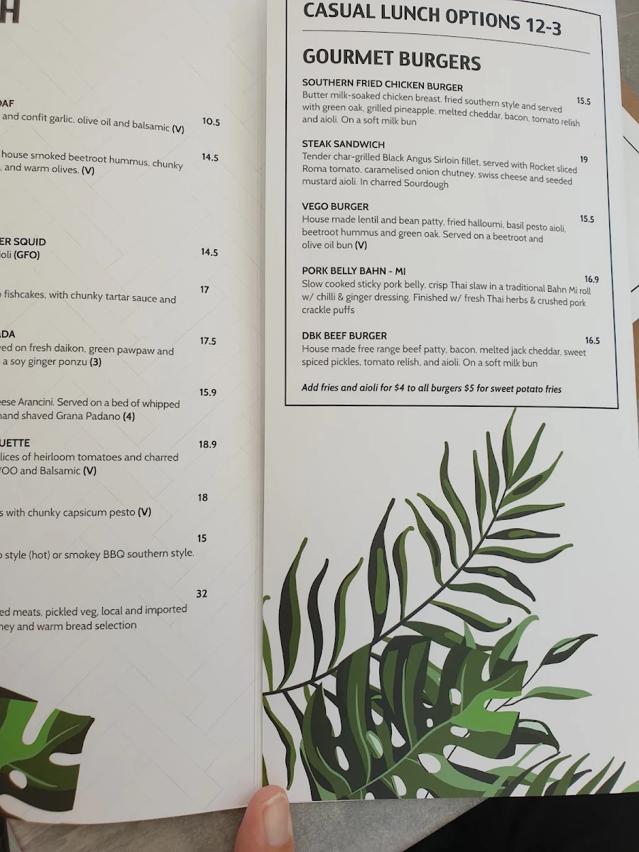 Menu, Double Barrel Kitchen and Bar