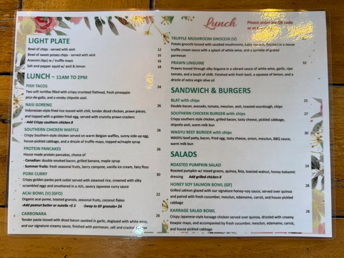 Menu, Double Barrel Kitchen and Bar