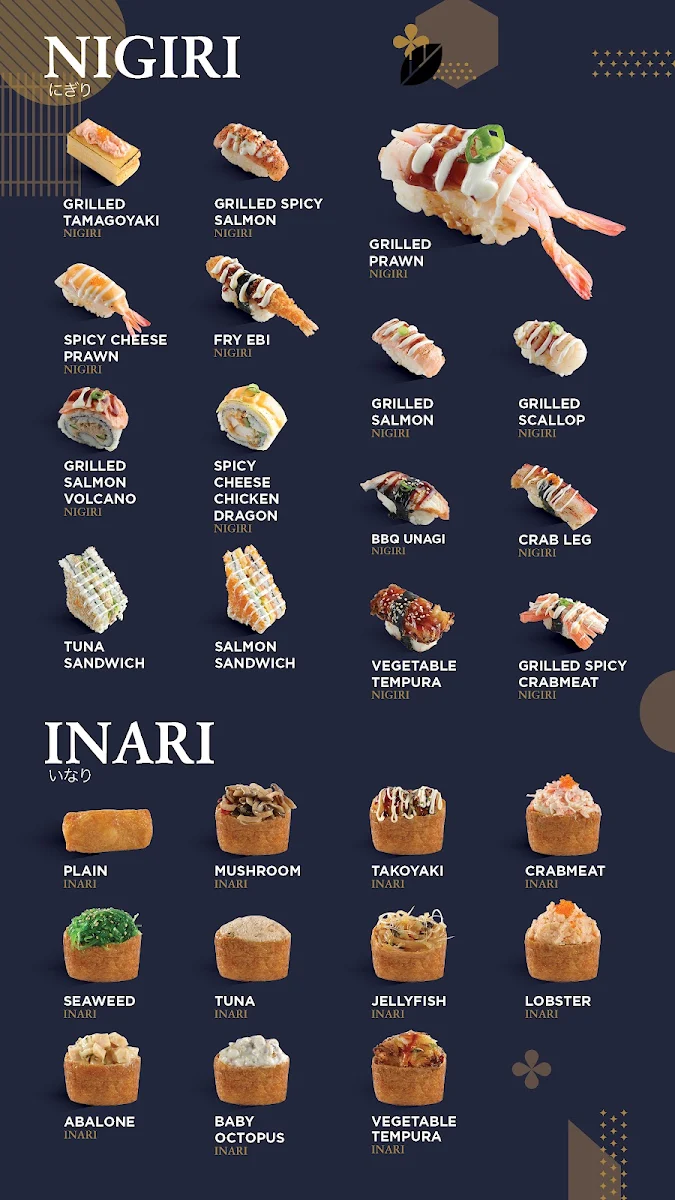 Menu, Sushi Naya - Martin Place Metro