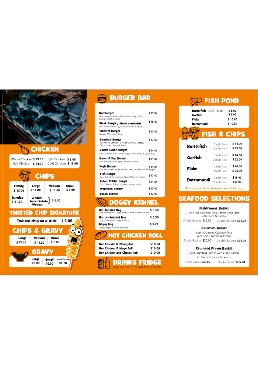 Menu, ​The Twisted Chip Takeaway