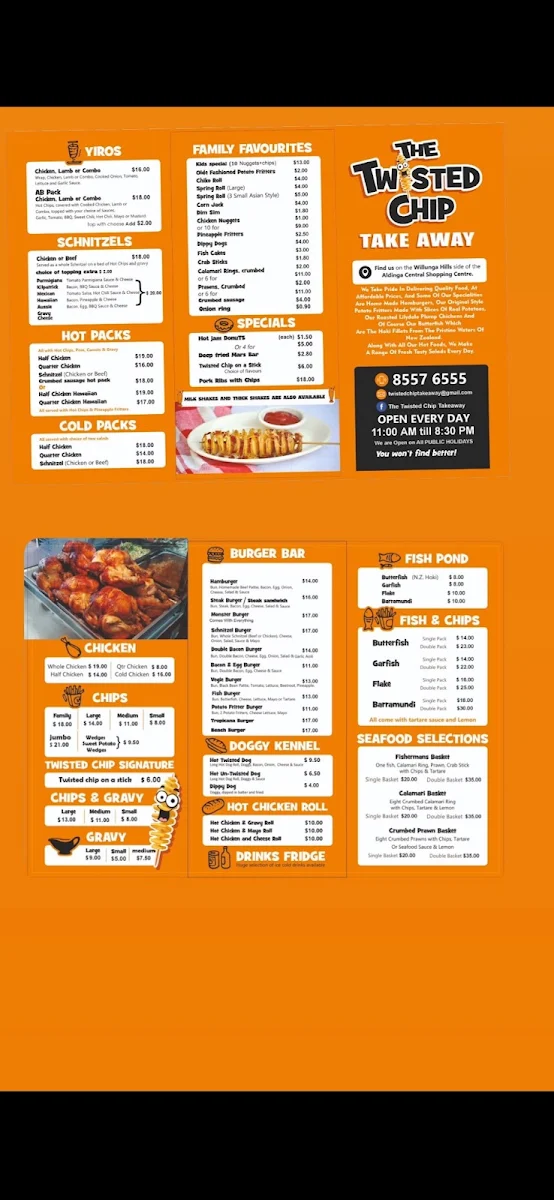 Menu, ​The Twisted Chip Takeaway