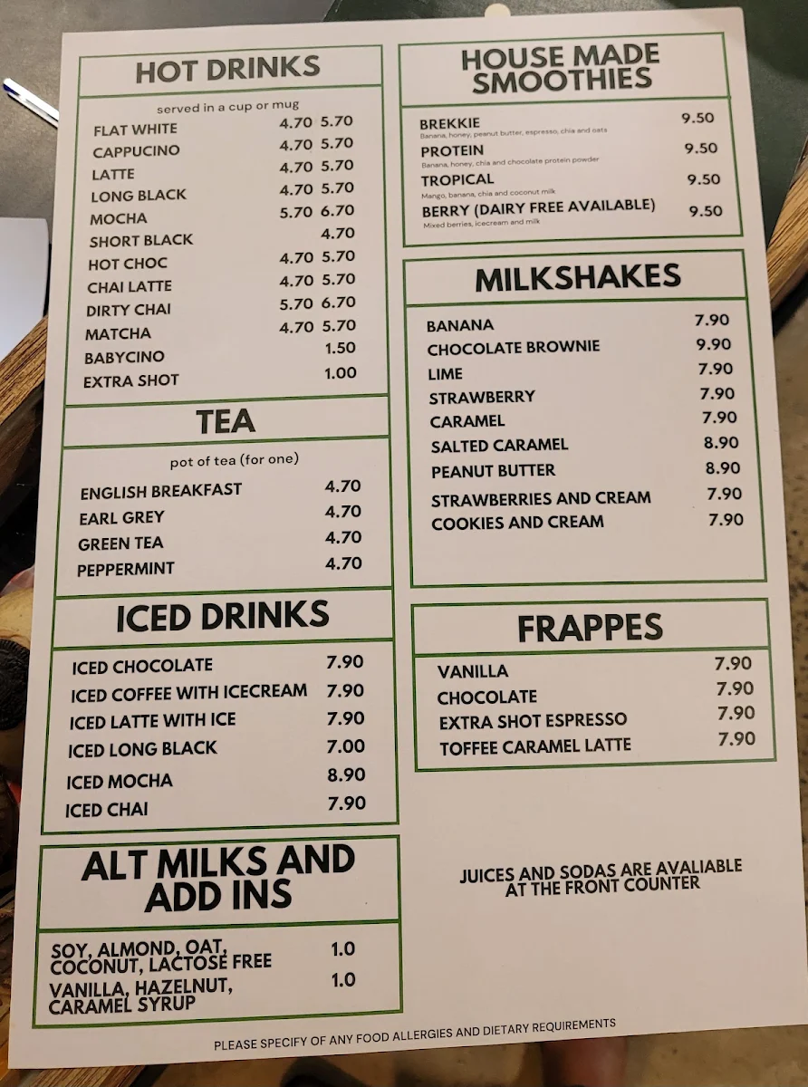 Menu, Woodside Diner