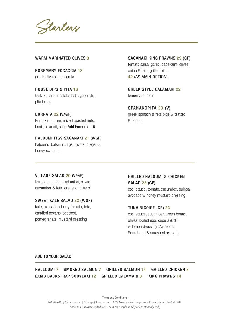 Menu, Ironwood Cafe