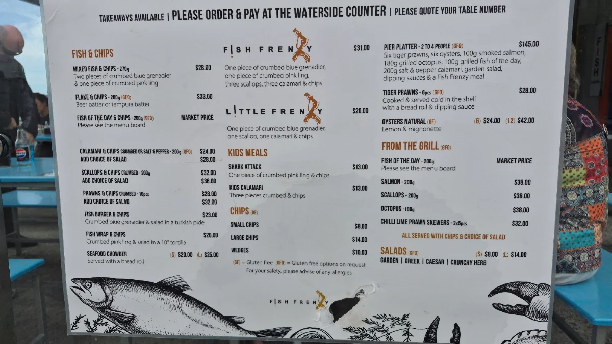Menu, Fish Frenzy
