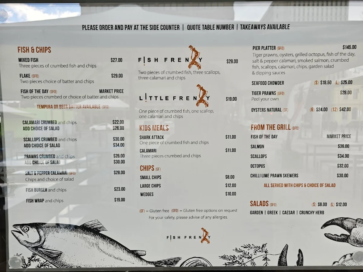 Menu, Fish Frenzy