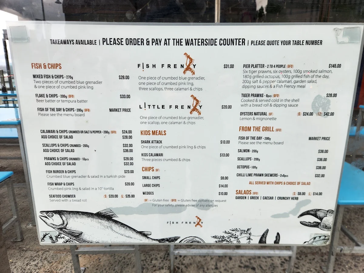 Menu, Fish Frenzy