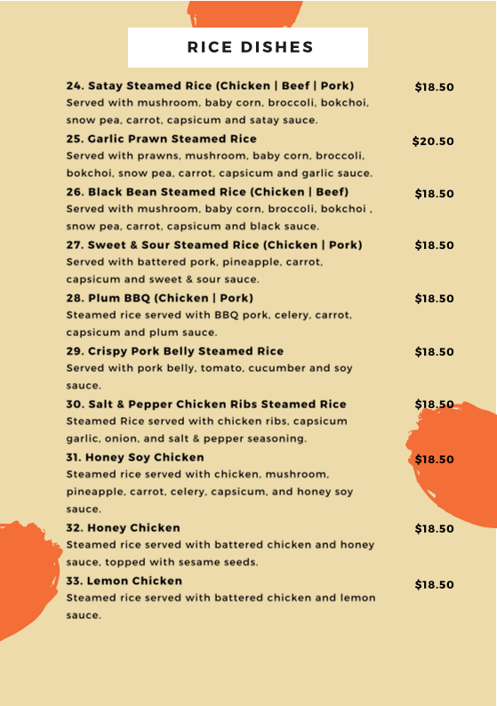 Menu, Chopsys Vietnamese Noodle Bar