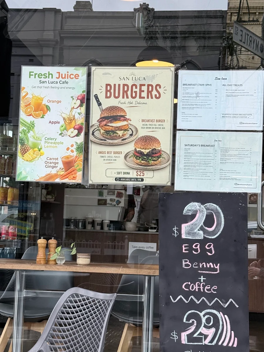 Menu, San Luca Cafe