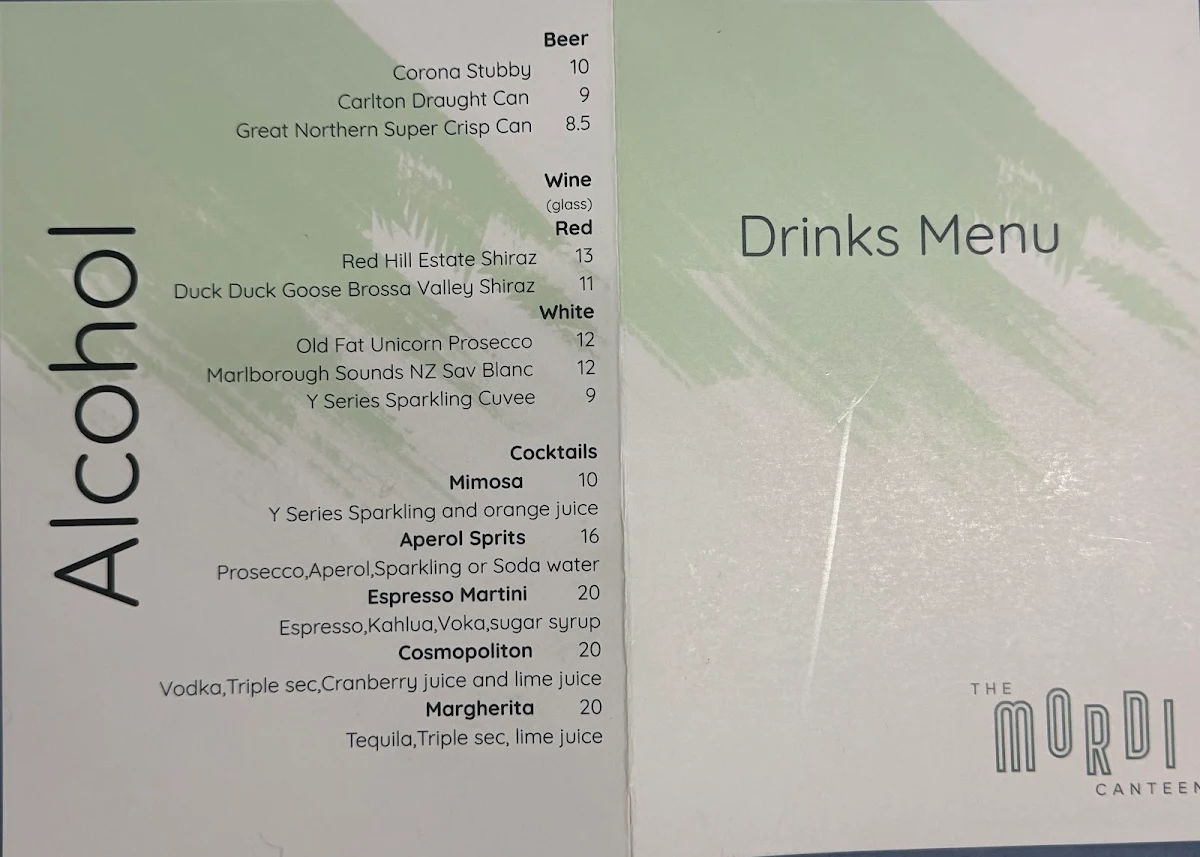 Menu, The Mordi Canteen