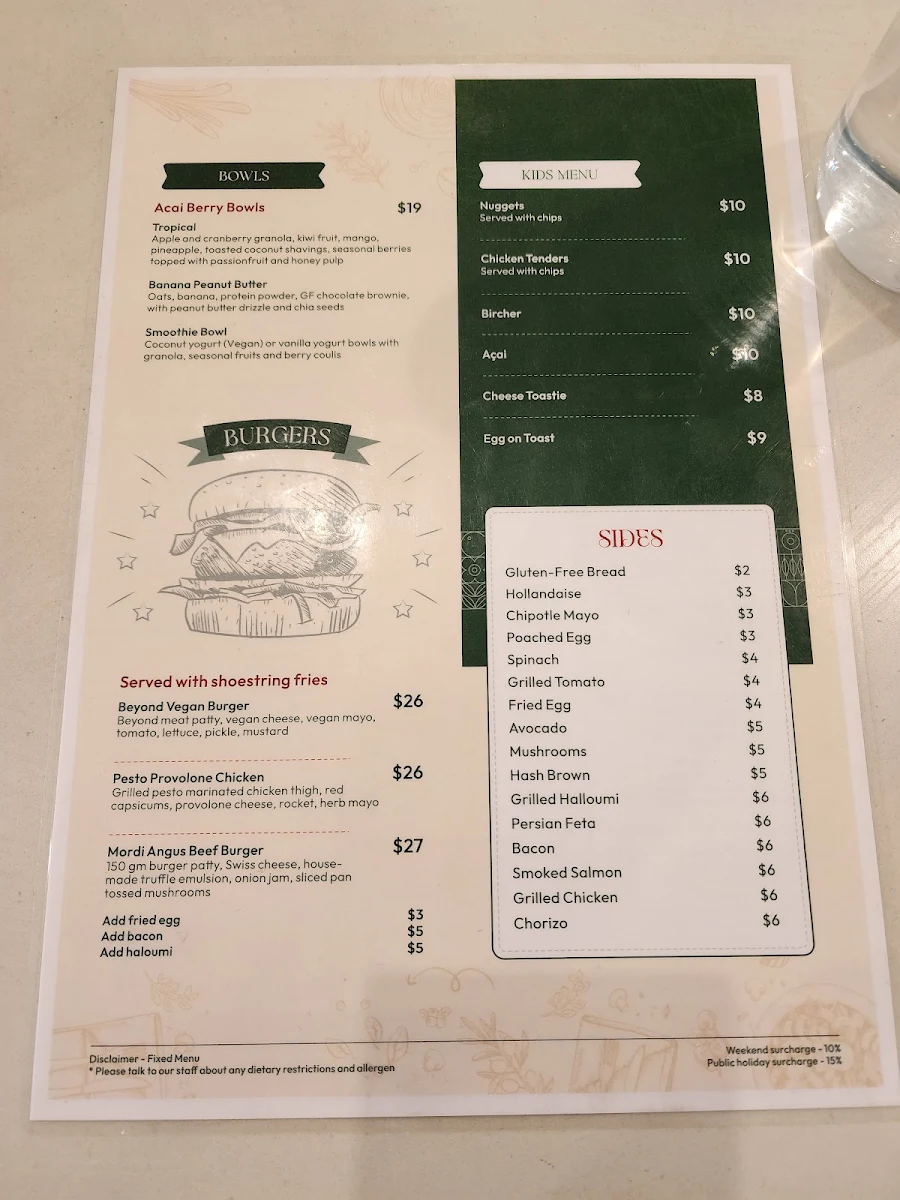 Menu, The Mordi Canteen