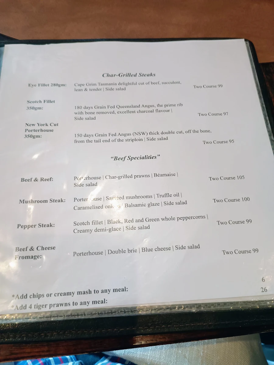Menu, Ivanhoe Tavern Charcoal Grill Steakhouse