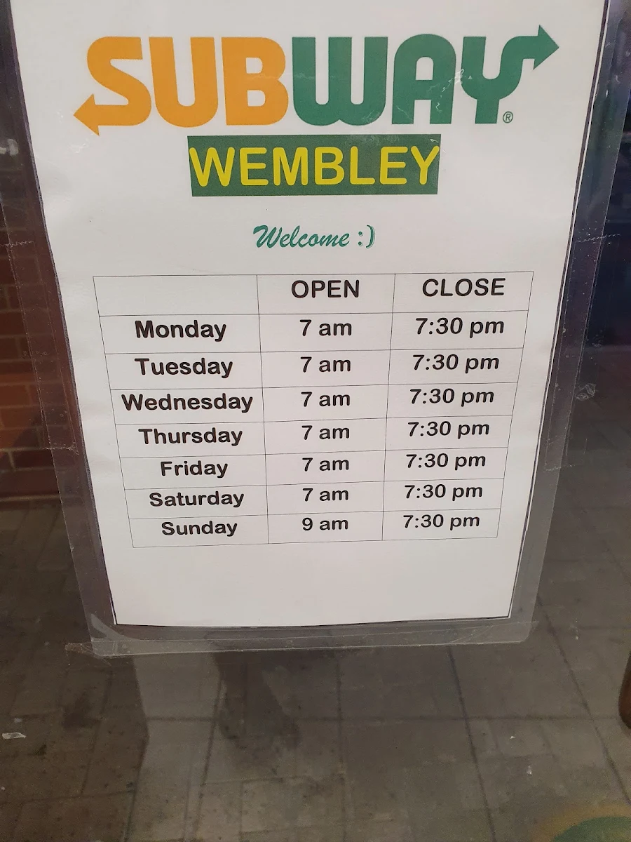 Menu, Subway