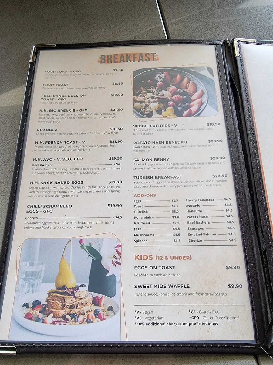 Menu, Ziyka Broadmeadows