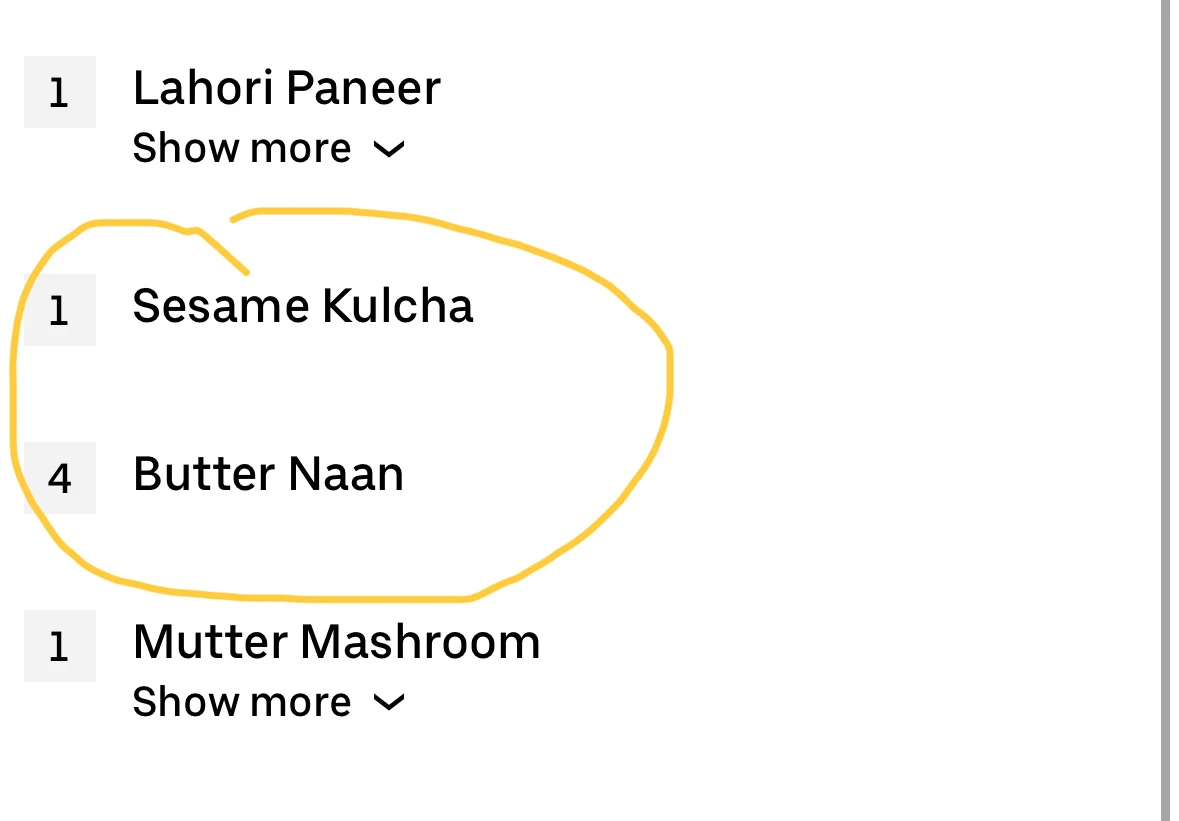 Menu, Ziyka Broadmeadows